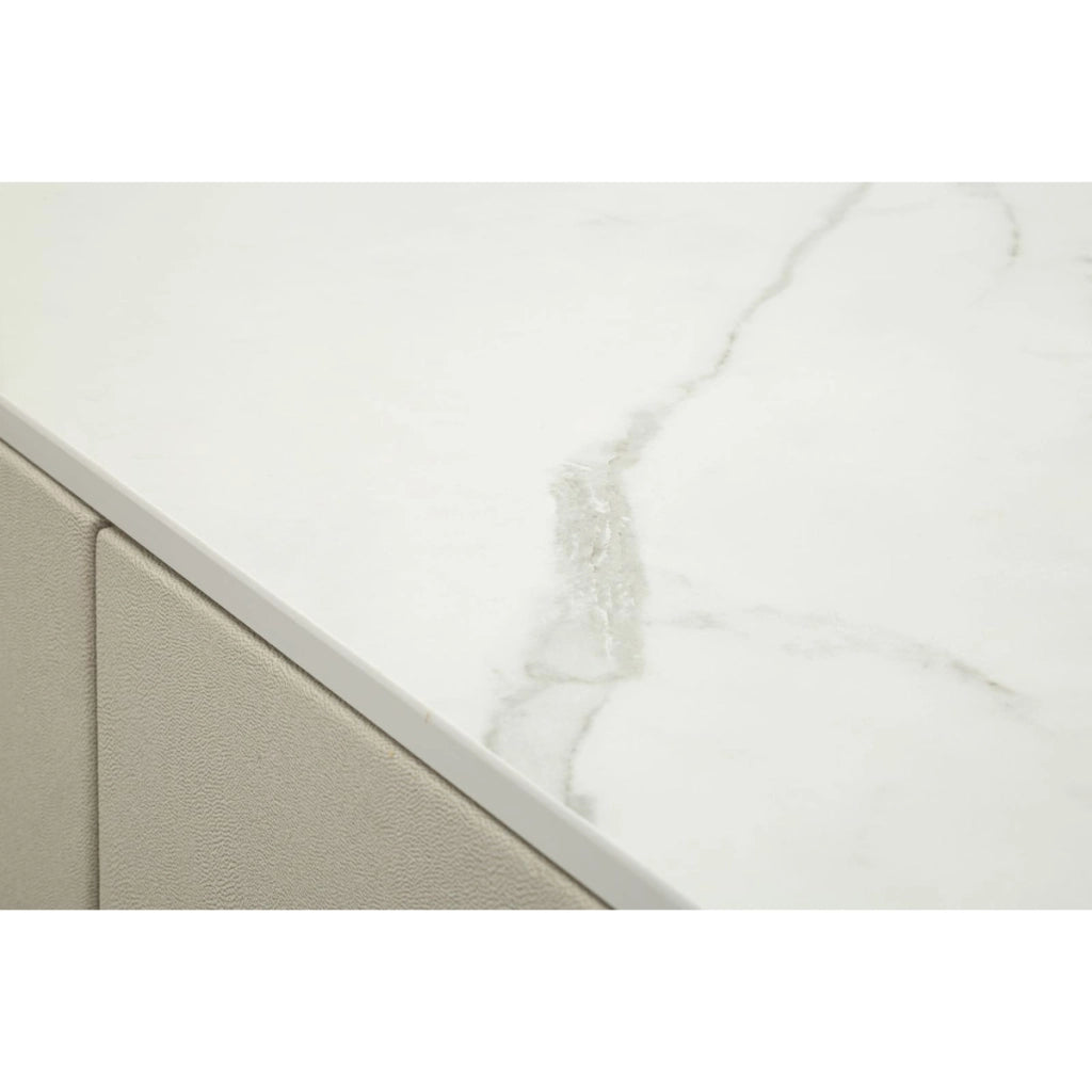 Como' Beauty 6 cassetti in legno crema e metallo dorato