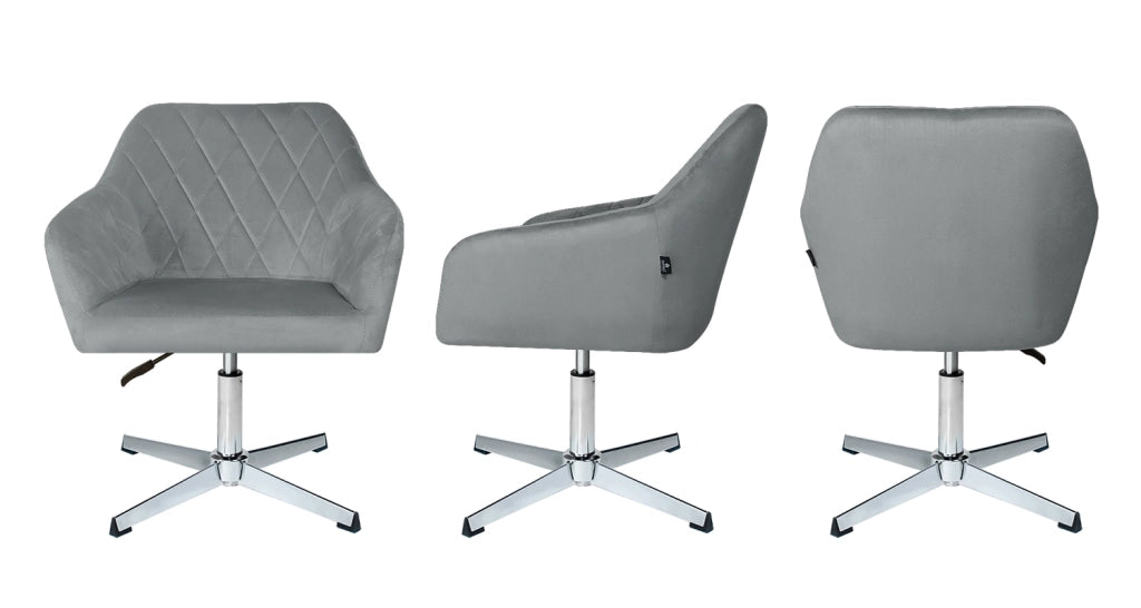 Poltrona ufficio regolabile in altezza in velluto grigio - Louise - PL01LOPM