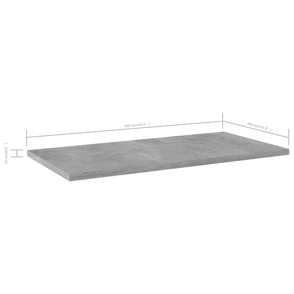 Ripiani per Libreria 4 pz-Scaffale per Libri Grigio Cemento 60x30x1,5cm Multistrato