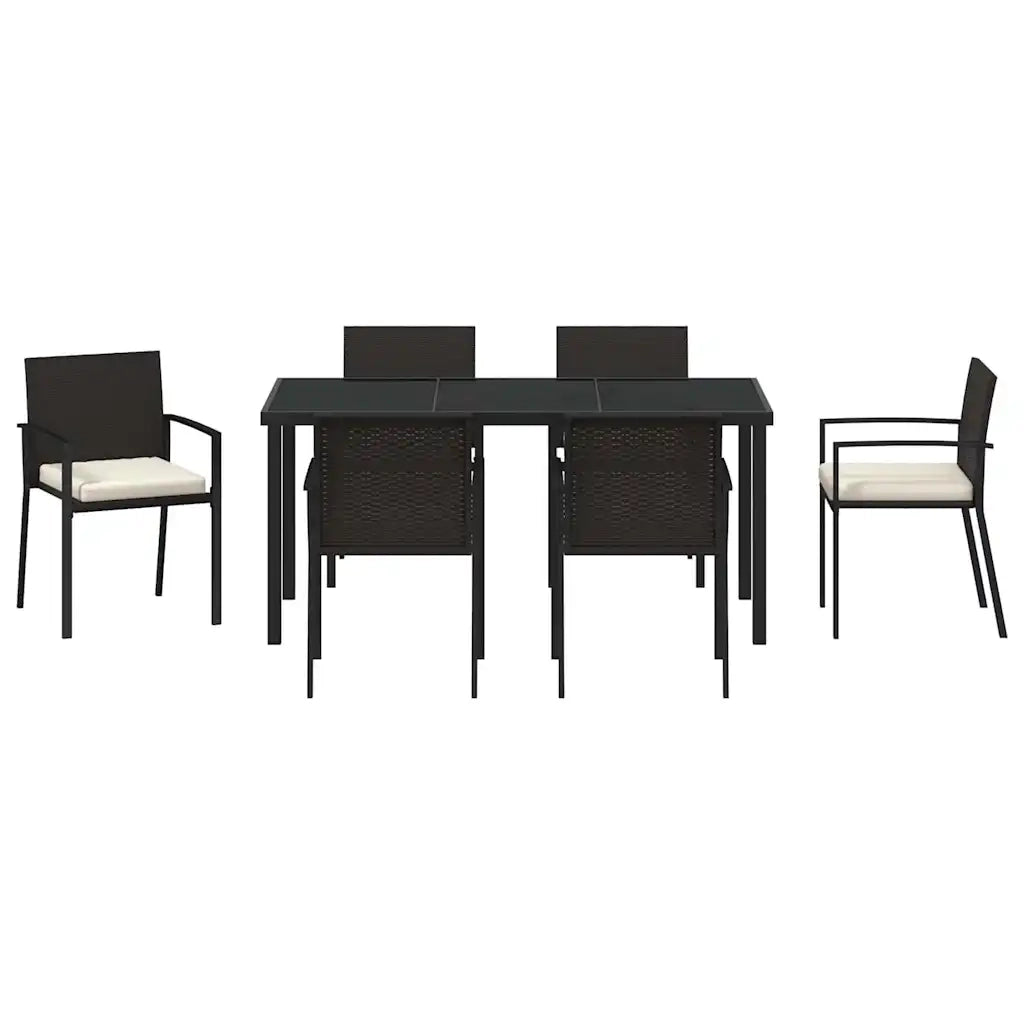 Set da Pranzo per Giardino 7 pcs Nero 3379237
