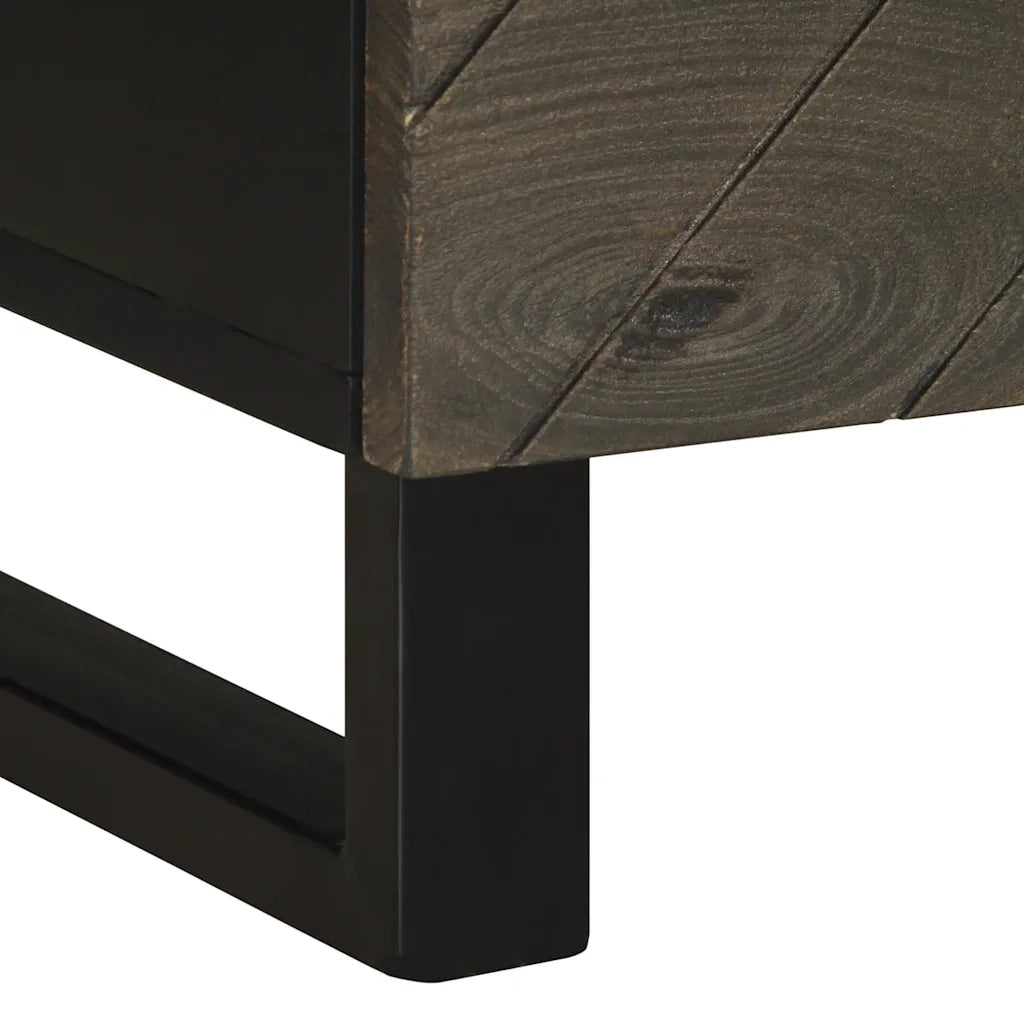 Comodini 2pz Neri 40x33x46 cm in Legno Massello di Mango 4017681