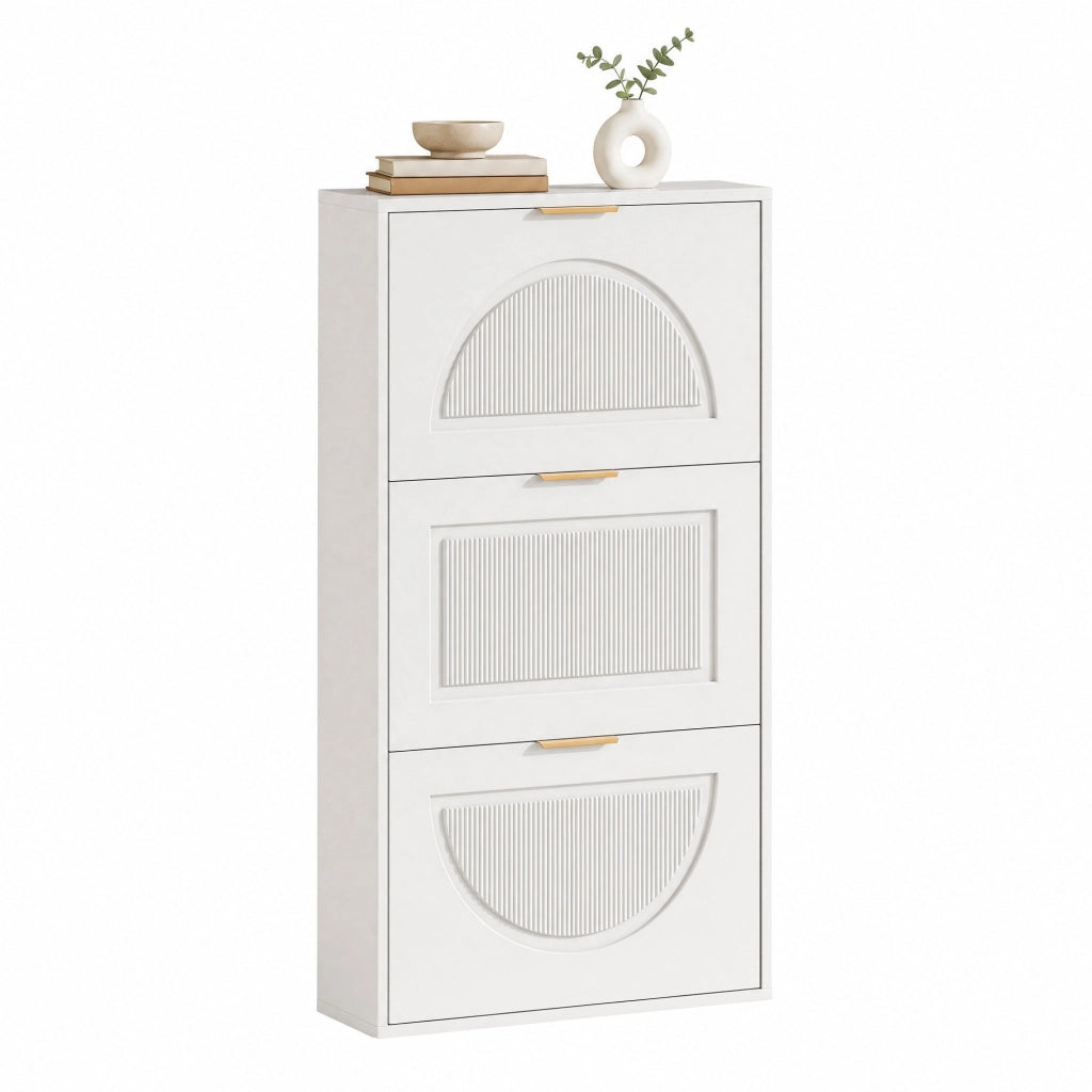 Scarpiera salvaspazio bianca in MDF 60x24x114 cm