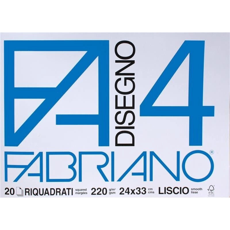 FABRIANO BLOCCO DISEGNO F4 24X33CM LISCIO RIQUADRATI 20 FOGLI