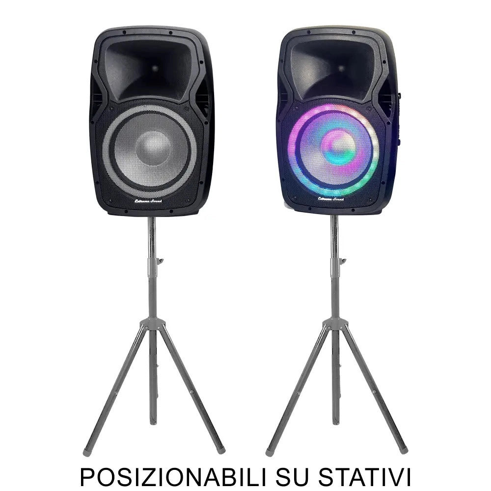 Trade Shop - Coppia Casse Audio Amplificate 2000w Extreme Sound 12" Bluetooth Usb Rgb Xevo-12 -