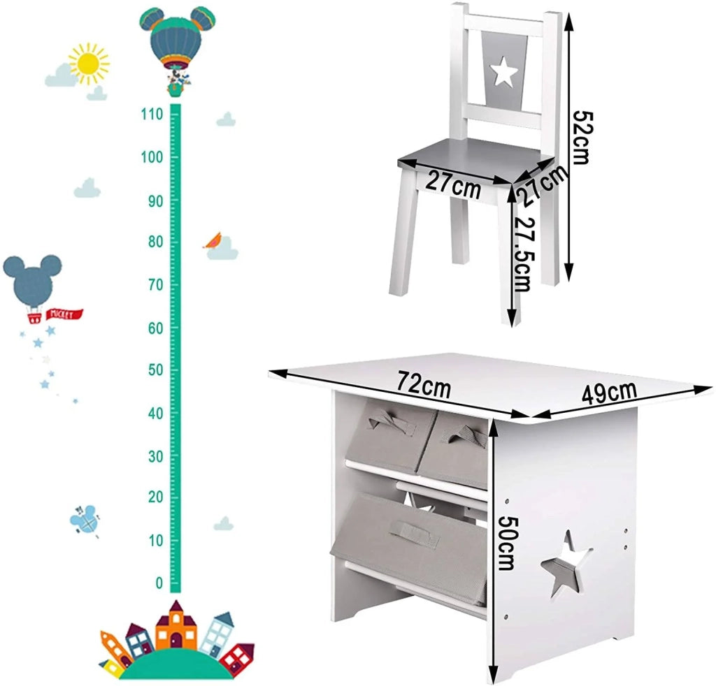 Dinette per bambini con 3 cestelli portaoggetti in legno 19_0000178