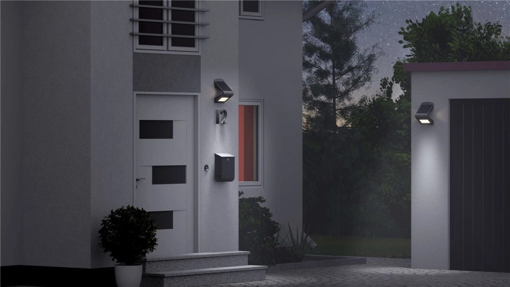 Lampada LED Solare a Muro 3,2W IP65 Sensore di Movimento Nero