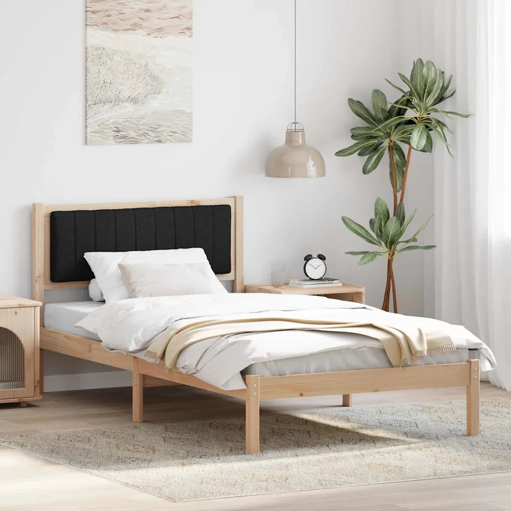 Letto con Testiera Rivestita Nero 100 x 200 cm Pino massello 878281
