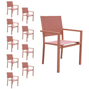 Set di 10 sedie in alluminio terracotta - textilène terracotta