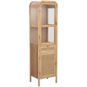 Vetrina in legno e rattan marrone 46,5x40x175h cm