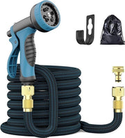 Estensibile Tubo di Irrigazione per Giardino - 50FT - Sparatore con 10 Funzioni - Connettore a Lame Legheggianti in Ottone - Tubo di Irrigazione Estensibile - Giardinaggio Autoirrigazione