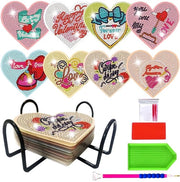 Onderzetters conica per diamantopittura con supporto, set di 8 sottoporta a forma di cuore in acrilico, sottoporta in vetro per diamantopittura, set di sottoporta per adulti per hobby manuale DIY