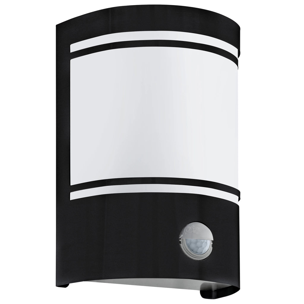 Applique Esterno Contemporanea Cerno Metallo Nero Vetro Bianco Luce