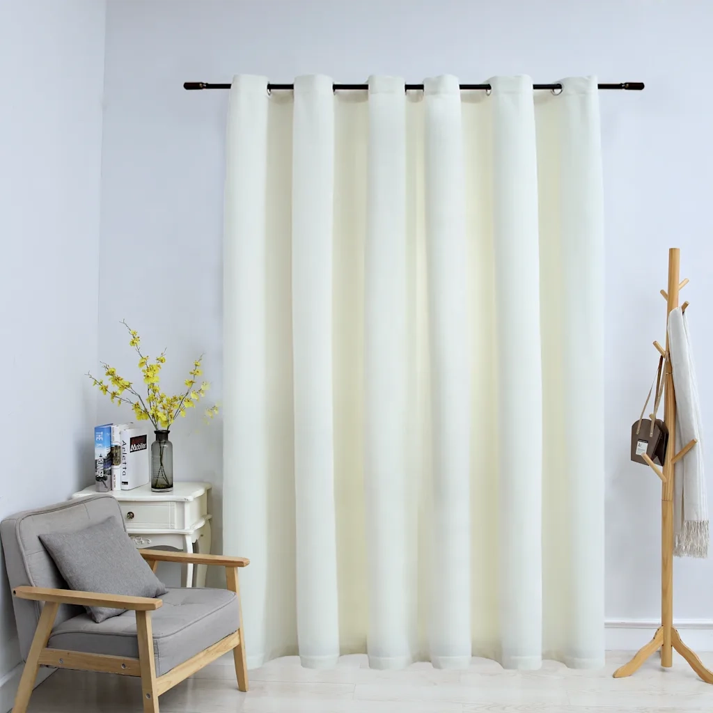 Tenda Oscurante con Anelli in Metallo Velluto Crema 290x245 cm cod mxl 69370