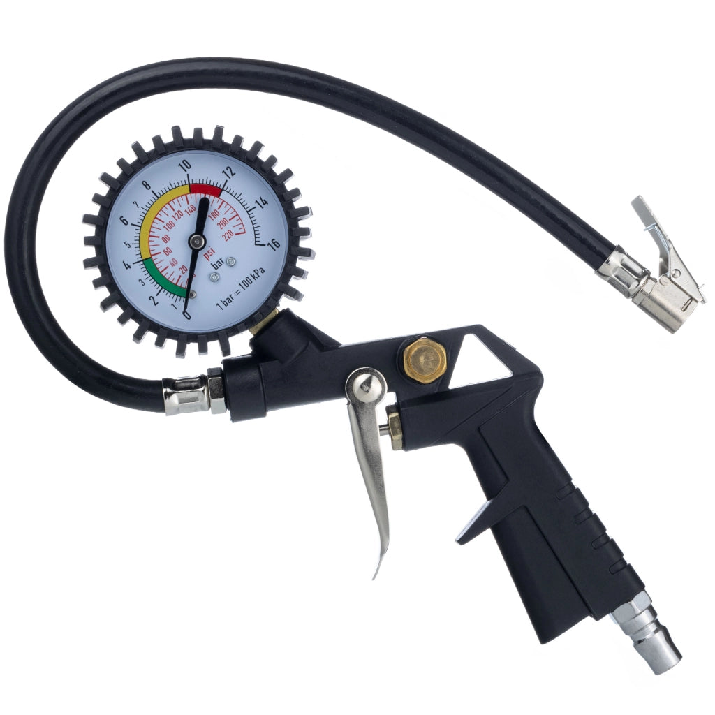 Pistola Pneumatica con Manometro 0-16 Bar – Alluminio Leggero e Durevole | Tubo 35 cm