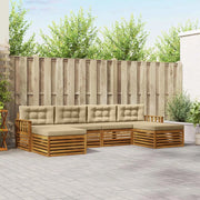 Set divani 6 pcs Naturale e Beige Legno di Acacia Massello