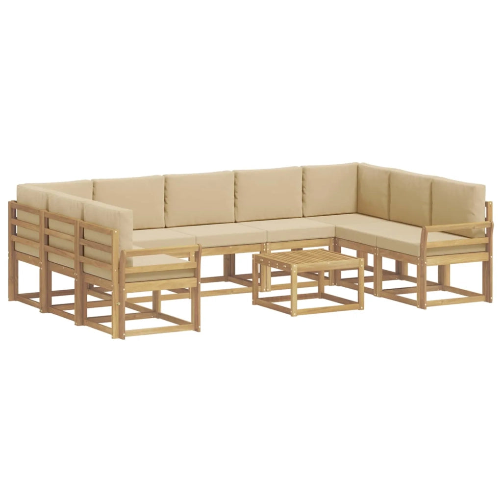 Set di divani da esterno 10 pcs Bianco e Beige 59 x 59 x 37 cm