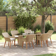 Set da Pranzo in Giardino 7 Pezzi Beige Rattan Universale