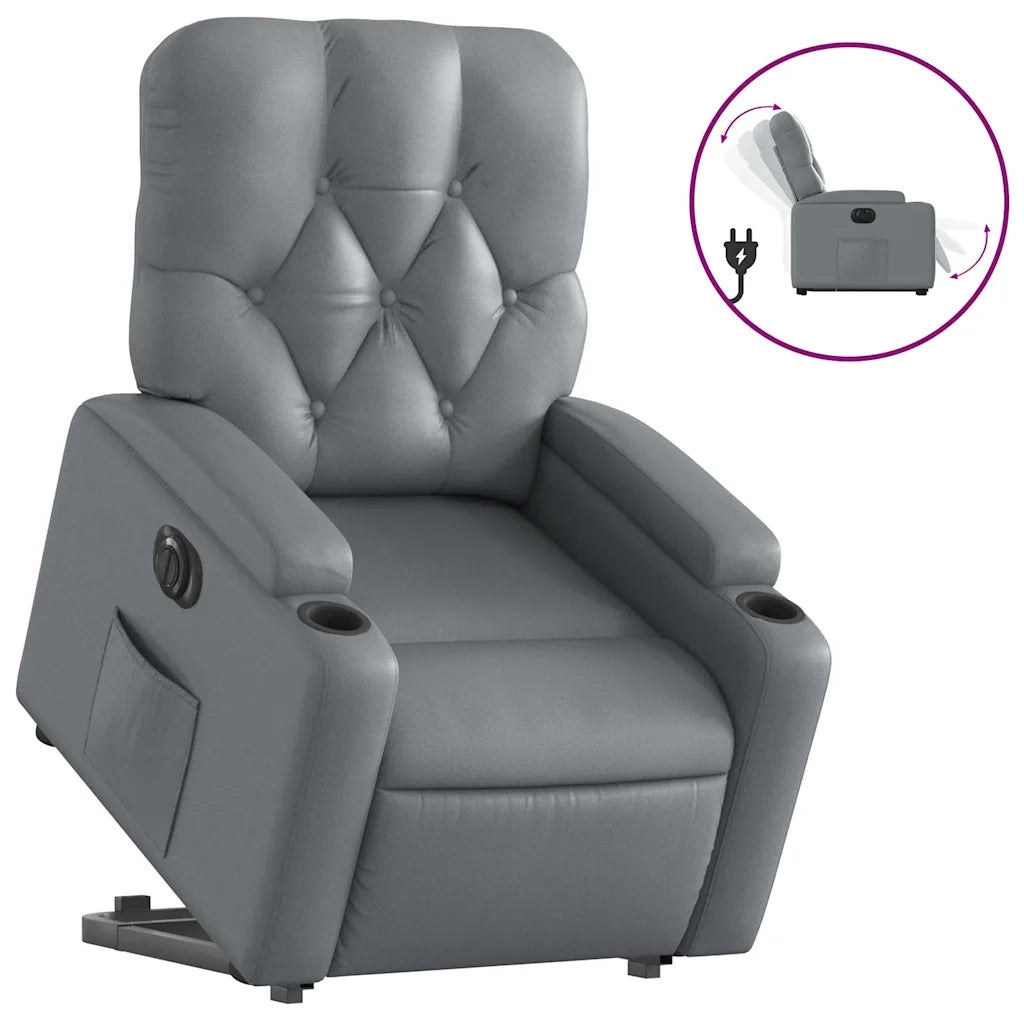 Poltrona Alzapersona Reclinabile Grigio in Similpelle 3204789