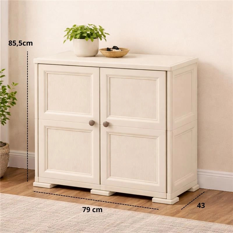 ARMADIO 2 MODULI ANGORA 79X43X85,5 CM CON ANTE EFFETTO LEGNO – MOBILE CONTENITORE PER ZONA LIVING CON RIPIANI INTERNI