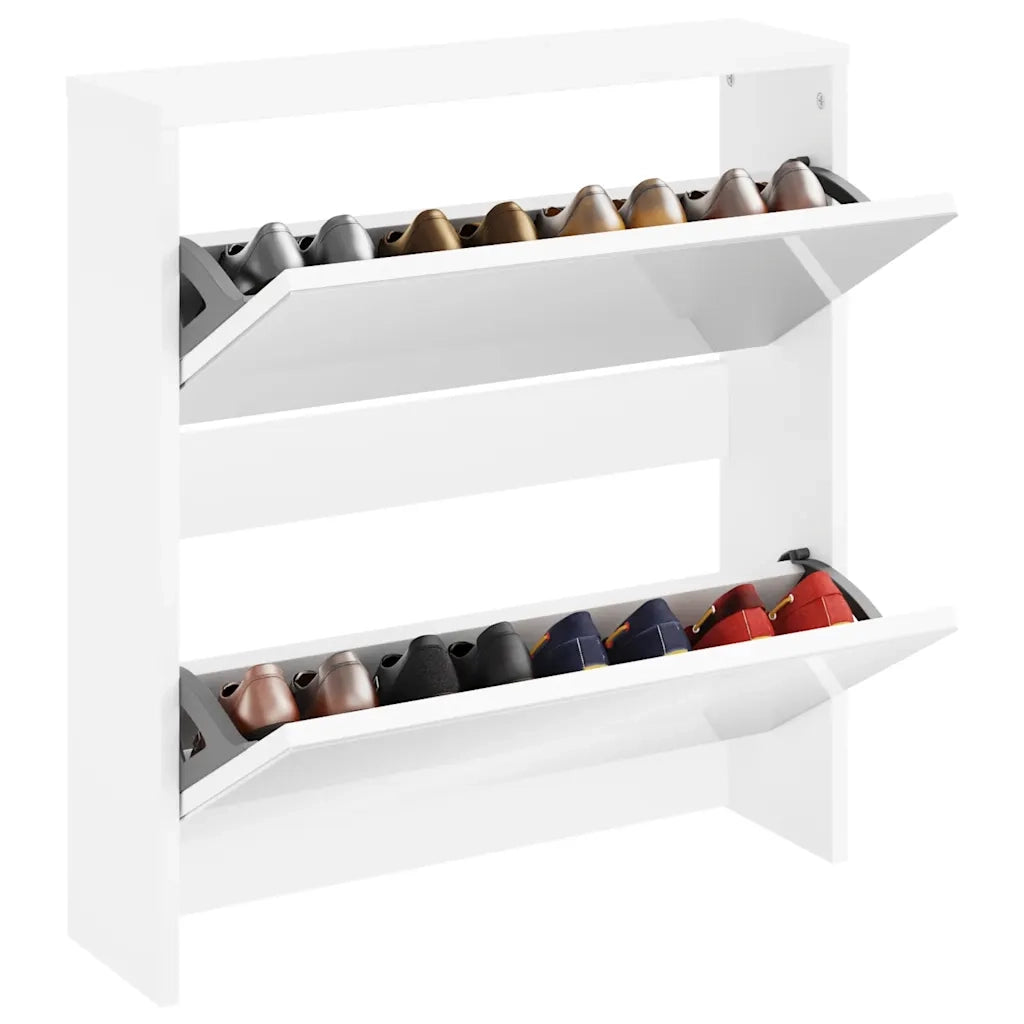 Scarpiera con 2 Ripiani e Specchio-Armadio Scarpiera con Specchio Bianco 63x17x67 cm