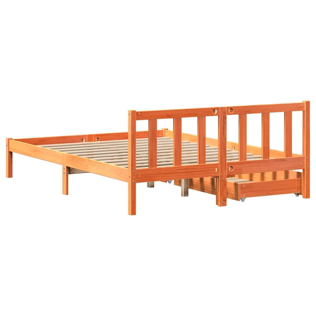 Letto senza Materasso Marrone Cera 135x190 cm in Legno di Pino