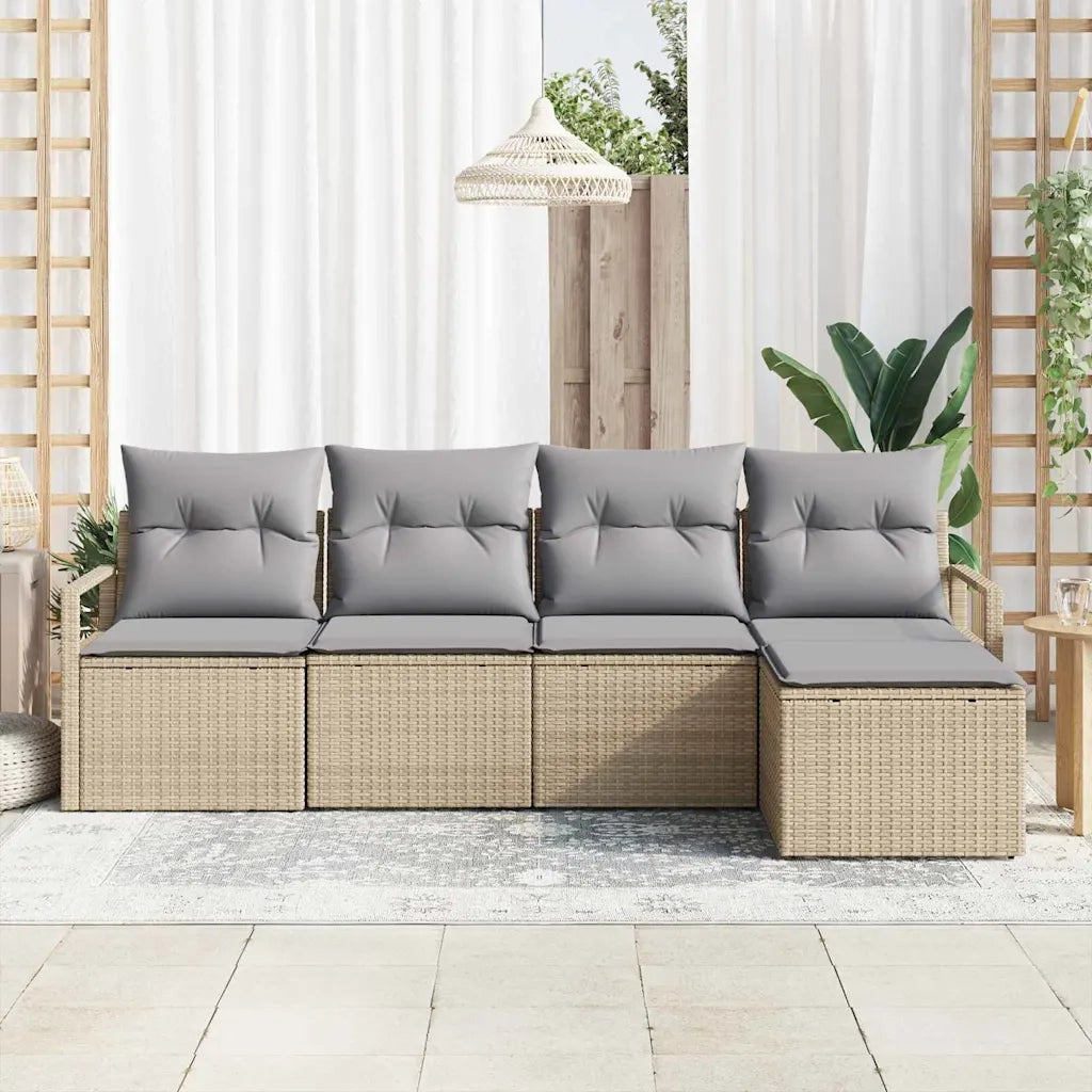 Set di divani con cuscino 5 pcs Beige polyrattan 3346340
