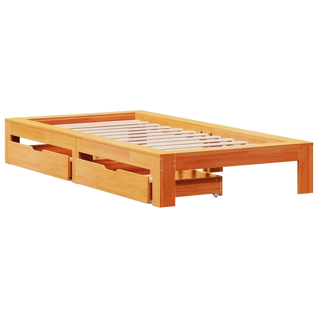 vidaXL Giroletto senza Materasso Marrone Cera 100x200 cm Legno di Pino