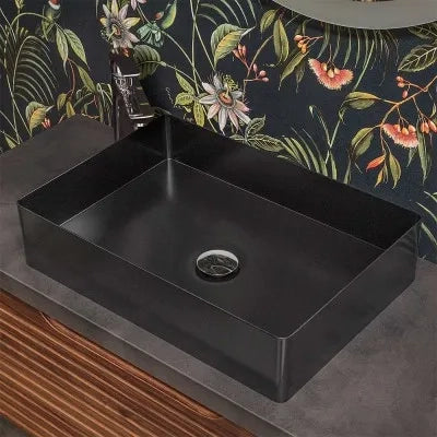 Lavabo da appoggio rettangolare 58x38 cm in acciaio inox nero opaco  Goya
