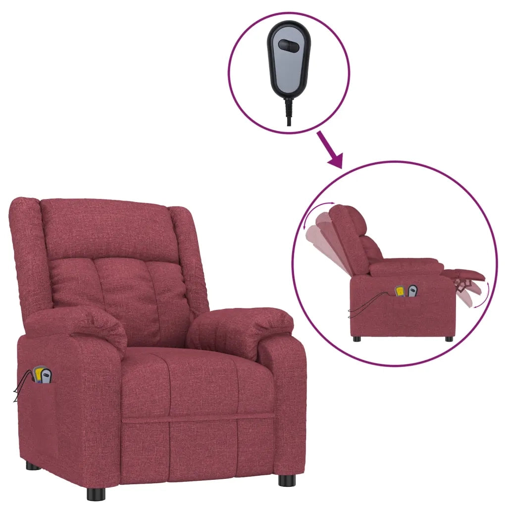 Poltrona Massaggiante Elettrica Rosso Vino in Tessuto 3143582