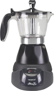 Moka Pot Elettrico Capacità 3 Tazze - Riduzione 1 Tazza - Spegnimento Automatico - Mantenimento della Temperatura per 30 Minuti - Nero