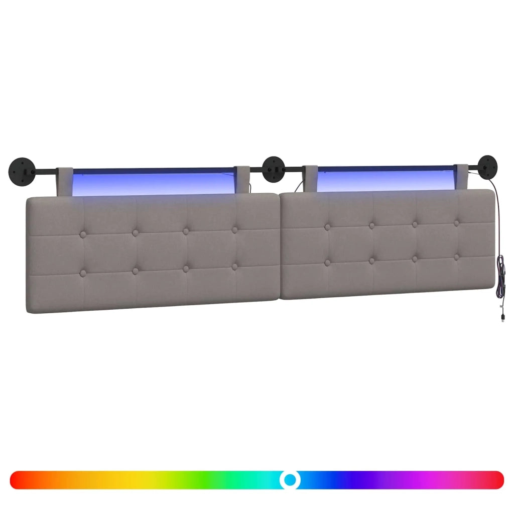 Testiera sospesa Con luce LED Tortora Tessuto