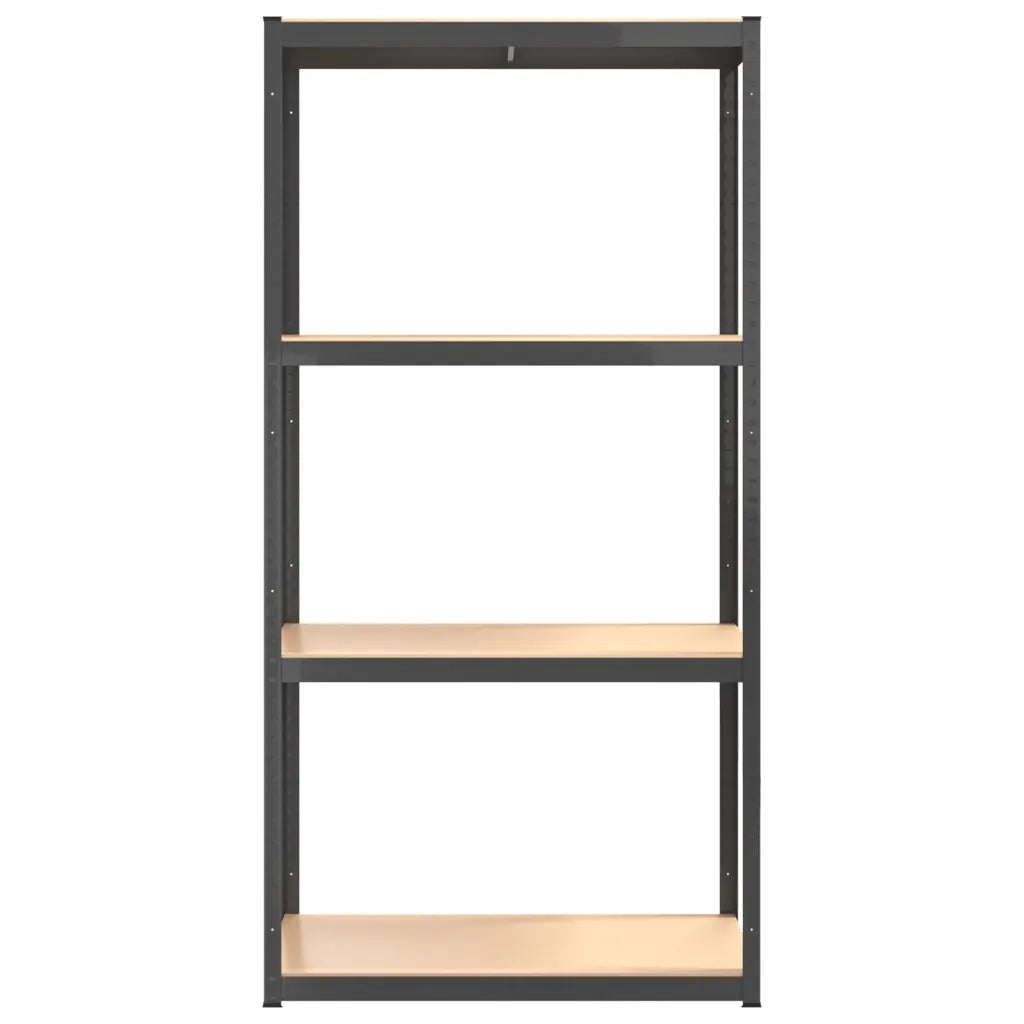 Mensole 4 Strati 2pz Antracite in Acciaio e Legno Multistrato 3154151