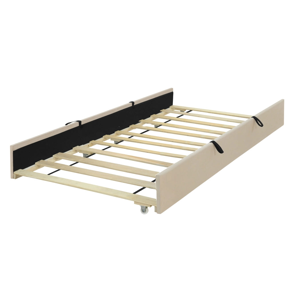Letto imbottito 90 x 190 cm beige velluto compatibile con la pelle letto extra letti per bambini giovani e ospiti