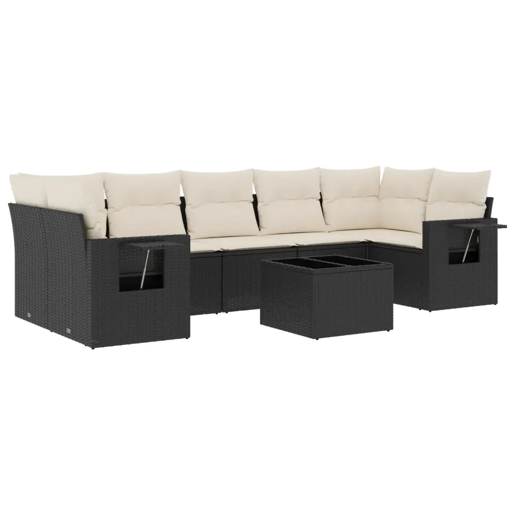 Set Divani da Giardino con Cuscini 8 pz Nero in Polyrattan 3252273