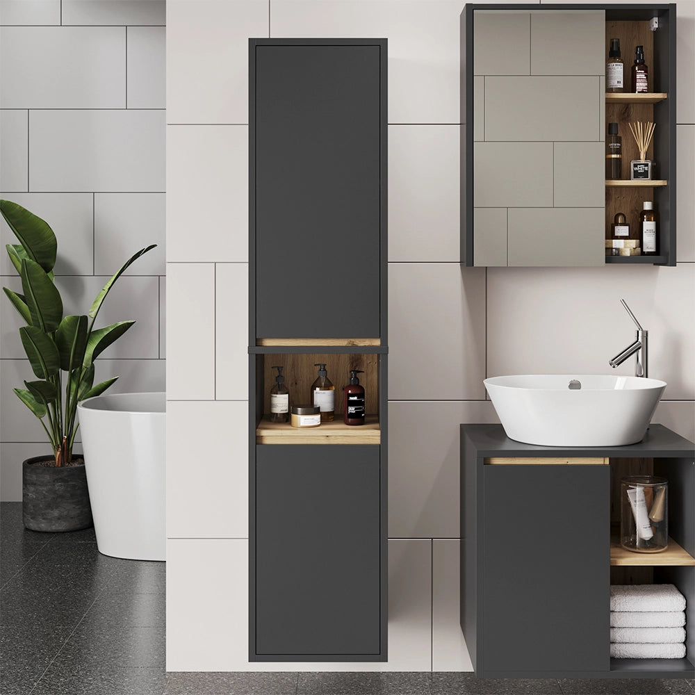 Vicco Armadio per il bagno Grigio/Artisan 38 x 170 cm con 2 porte