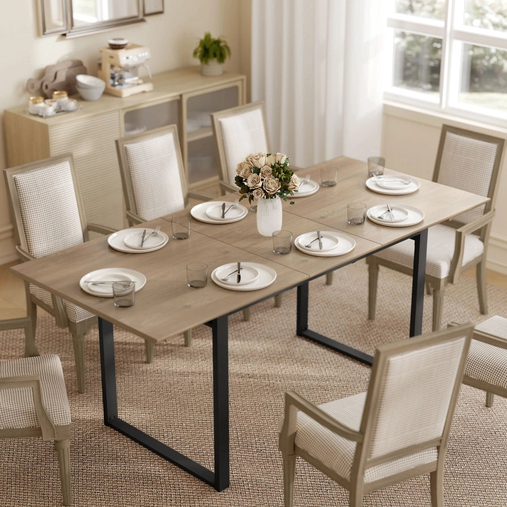 Tavolo da Pranzo Allungabile Rotondo in Legno e Acciaio ¨C Minimal ¨C 180x80x75 cm