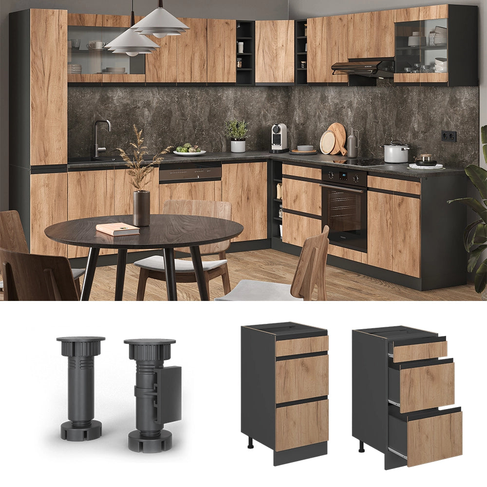 Vicco Mobiletto base per cucina Quercia dorata 40 cm PL Marmo