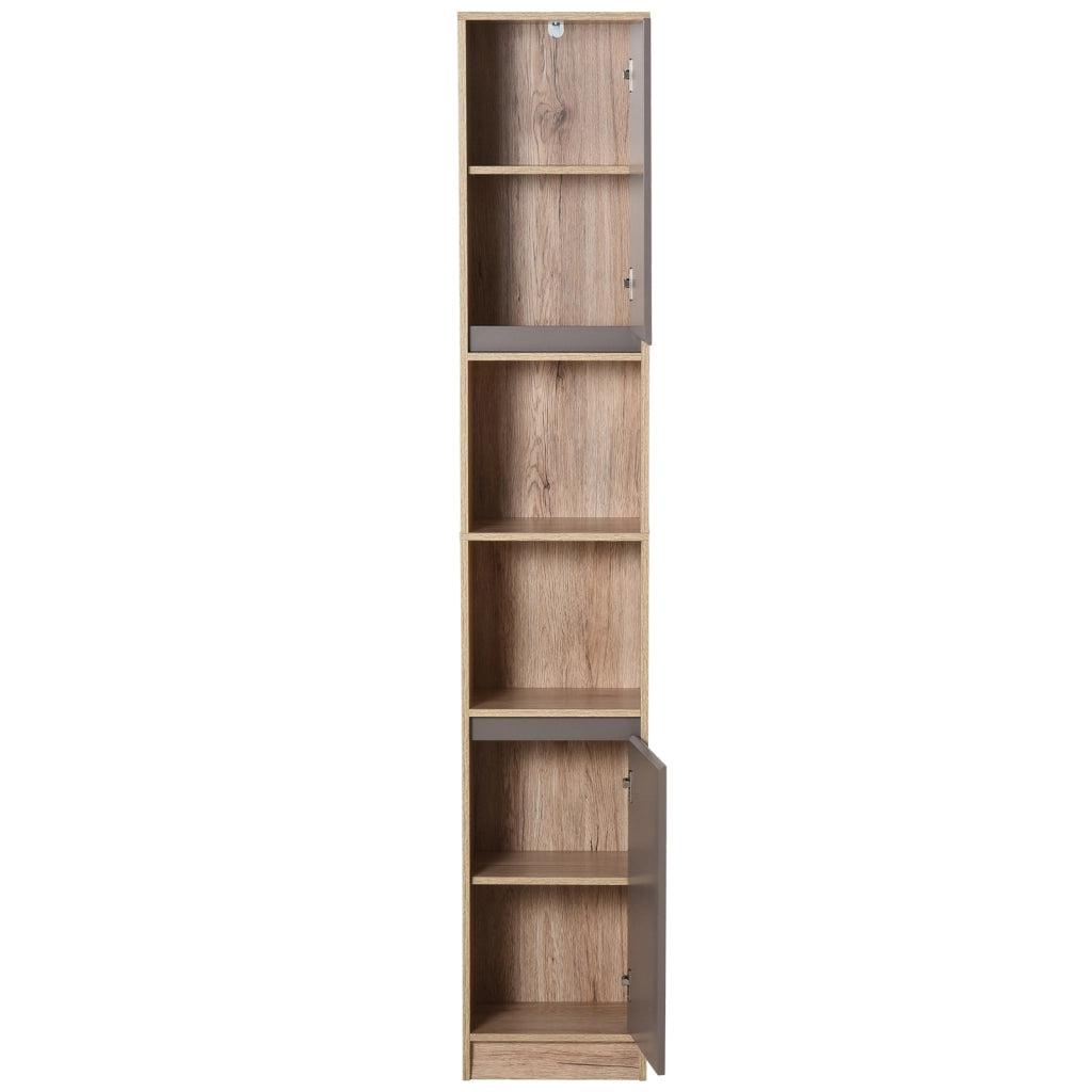 Mobile da Bagno Salvaspazio in Legno ¨C zephmum ¨C Grigio e Rovere, 30x24x170 cm
