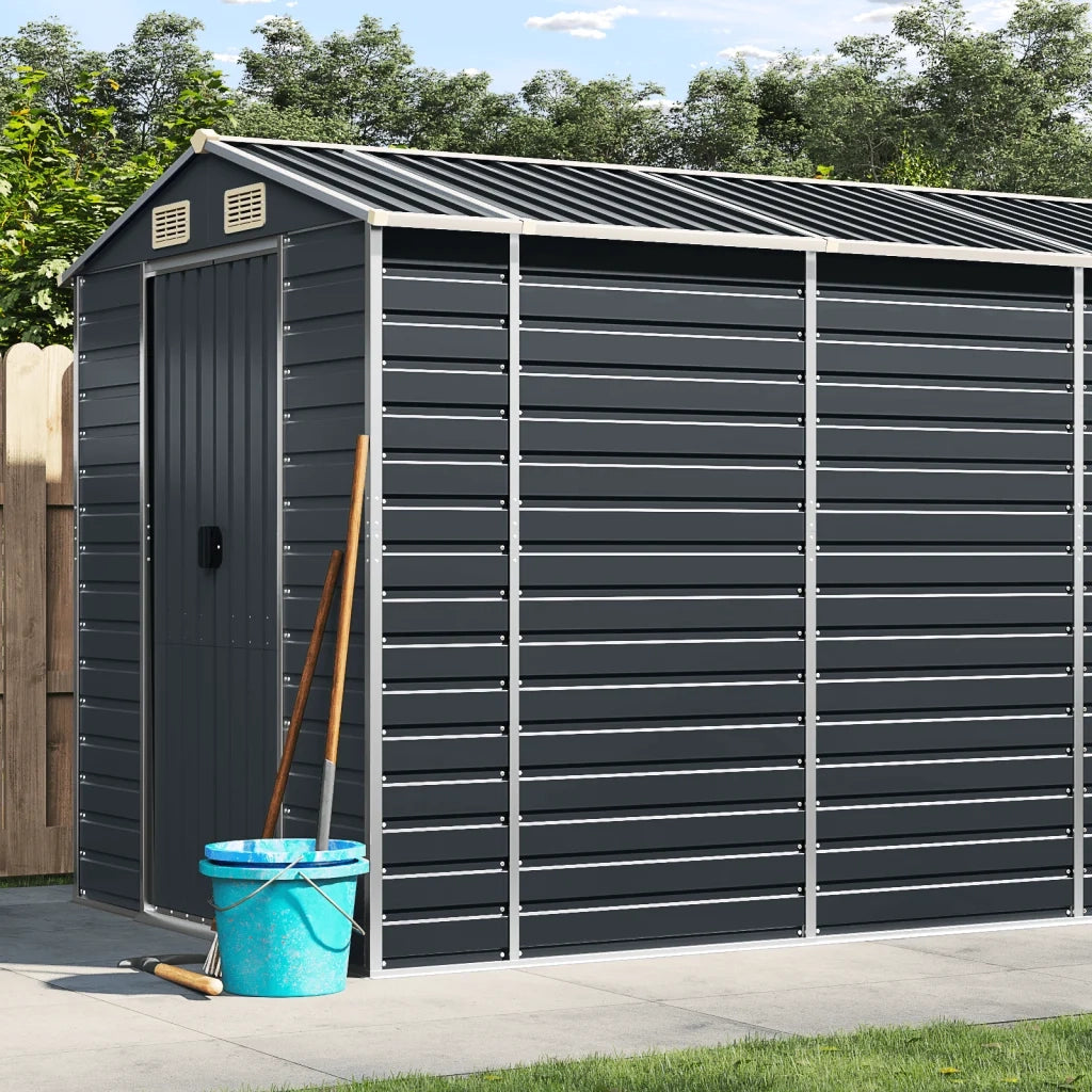 Capanno da Giardino Antracite 191x555x198cm in Acciaio Zincato 3188258