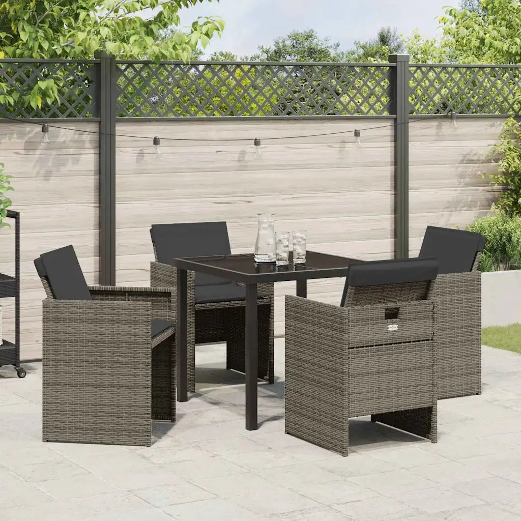 Set da Pranzo per Giardino con cuscino 5 pcs Grigio polyrattan 3379948
