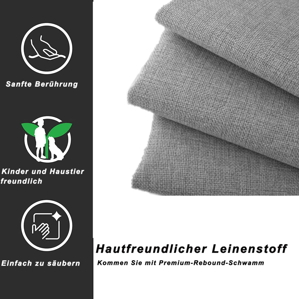 Letto per bambini imbottito 90x200 cm con contenitore idraulico; in tessuto effetto lino grigio