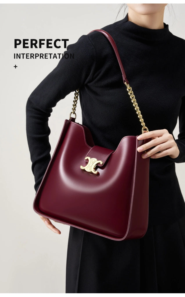 Borsa a tracolla da donna in vera pelle, colore rosso