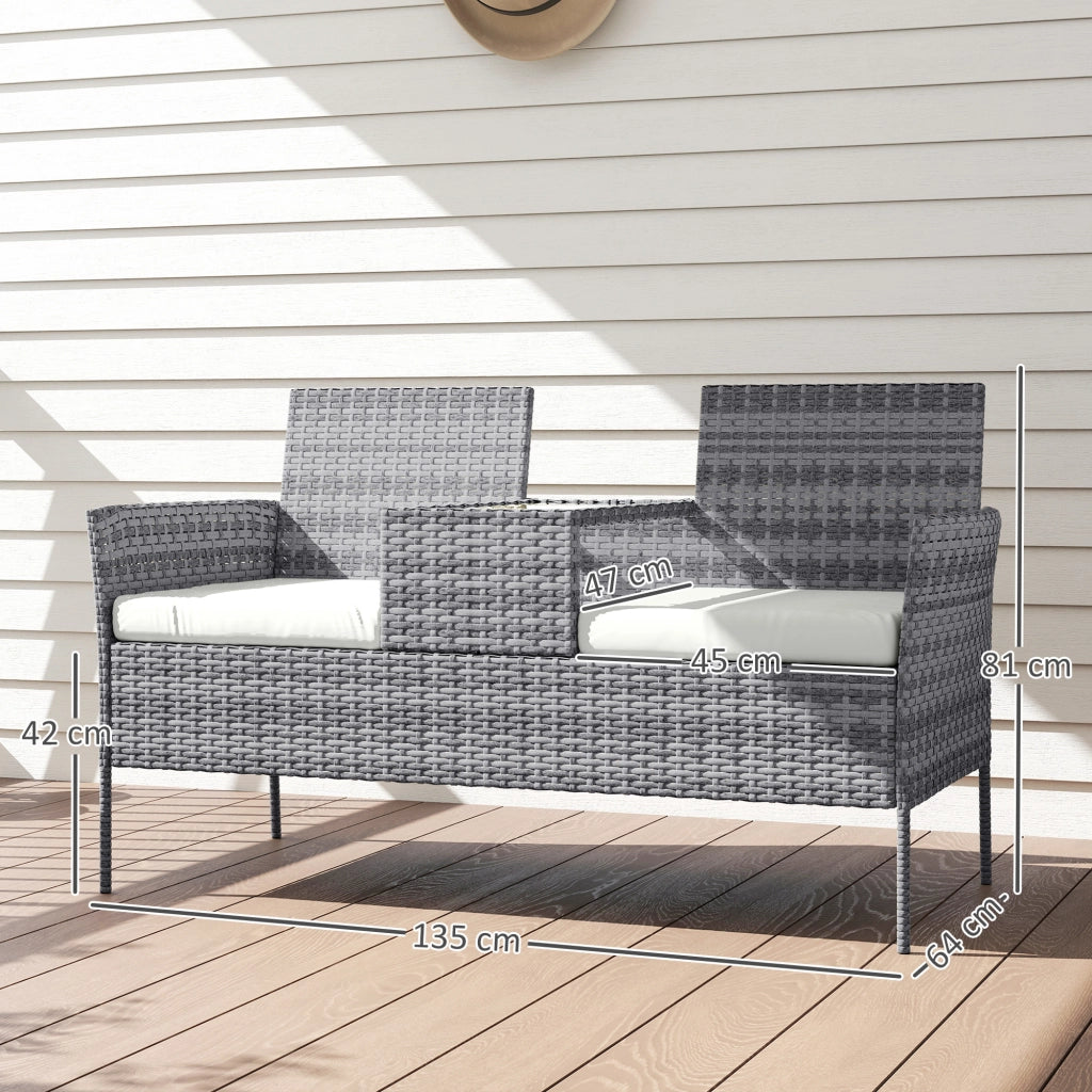 Set Giardino 2 Posti con Tavolino e Cuscini ¨C zephmum ¨C Polyrattan Nero 135x64x81 cm