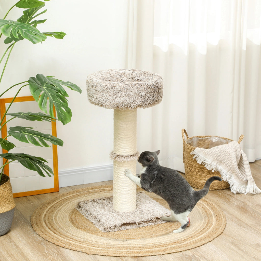 Albero per gatti con letto in peluche e tiragraffi ¨C zephmum ¨C 87x45x45 cm marrone