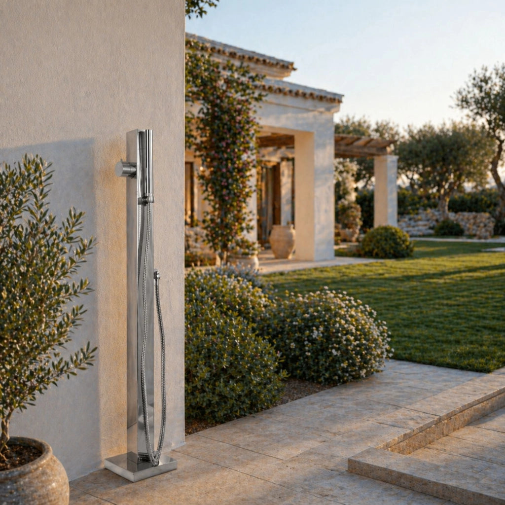 Fontana da giardino a colonna esterno salice acciaio inox con miscelatore 100 cm *** confezione 1