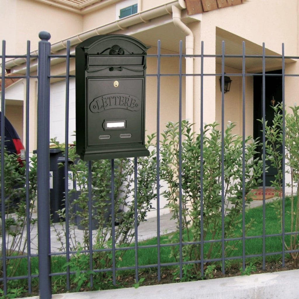 ALUBOX LETTERE Cassetta Postale Da Esterno 42X27X8,5 Cm Cassetta Posta Alluminio Pressofuso Cassetta Lettere Serratura Ottone Apertura A Vasistas Impermeabile Formato Rivista COLORE: GHISA