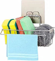 Organizzatore per cucina, organizzatore per stoviglie, supporto per asciugamano, contenitore per asciugamano in acciaio inossidabile per cucina, accessori per cucina con chiodi adesivi, non richiede foratura