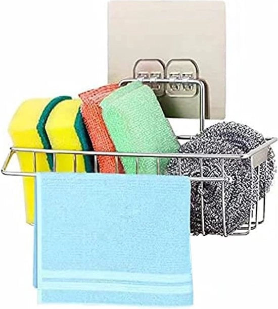 Organizzatore per cucina, organizzatore per stoviglie, supporto per asciugamano, contenitore per asciugamano in acciaio inossidabile per cucina, accessori per cucina con chiodi adesivi, non richiede foratura