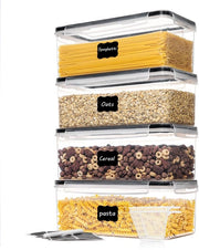 Set di contenitori a chiusura ermetica 3,2L, set di 4, BPA-free, per la conservazione di cereali per colazione, pasta e spaghetti, in acciaio inossidabile.