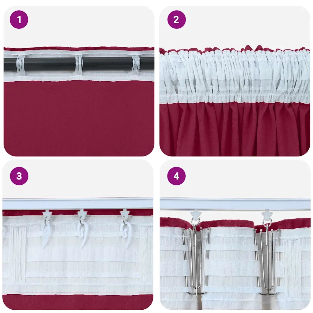 Tende in Velluto 2 pz Rosso Vino 260 x 140 cm Velluto